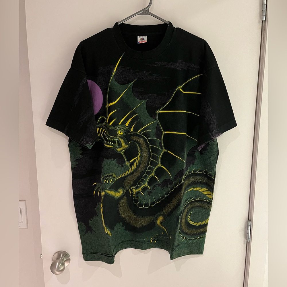 Vintage AOP Dragon Single Stitch T-shirt